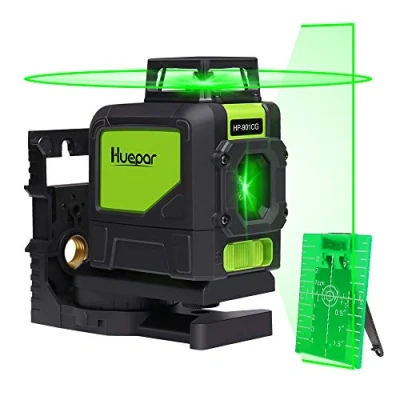 Immagine di Huepar 901CG Livella Laser 360 Verde 40m con Modalità Impulso, 1X Linea Autolivellante a Croce, Orizzontale 140 Gradi/Verticale Gradi e Funzione di Inclinazione, Base Magnetico