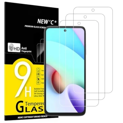 Immagine di NEW&#039;C 3 Pezzi, Vetro Temperato per Xiaomi Redmi 10 (6,5 Pollici), Pellicola Prottetiva Anti Graffio, Impronte, Senza Bolle, Durezza 9H, 0,33mm Ultra Trasparente, Resistente