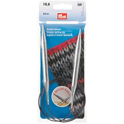 Immagine di Prym Rundstricknadeln MS 80 cm 10,00 mm silberfarbig Ferri da Maglia circolari, Ottone, Argento, 10,0