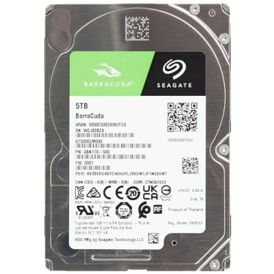 Immagine di Seagate BarraCuda, 5 TB, Hard Disk Interno, SATA da 6 GBit/s, 2,5&quot;, 5.400 RPM, Cache 128 MB per PC Desktop e Portatili (ST5000LM000)