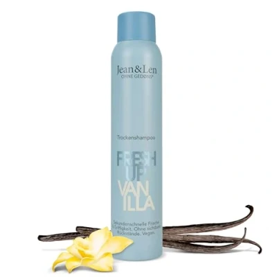 Immagine di Jean &amp; Len shampoo secco Fresh Up Vanilla, facile da spazzolare, dona ai capelli una tenuta extra, con effetto freschezza istantanea, senza parabeni e siliconi, vegan, 200 ml