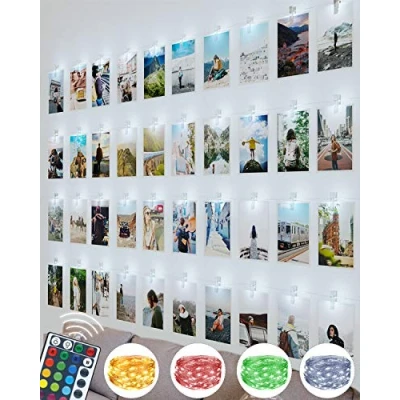Immagine di litogo 100 LED Dimmable Foto Clip Stringa Luci con Remote, 10 Metri Lunghezza
