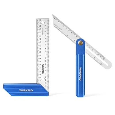 Immagine di WORKPRO Squadrette da Carpenteri 2 Pezzi, Squadra Falegname con Lama in Acciaio Inossidabile 200mm/230mm