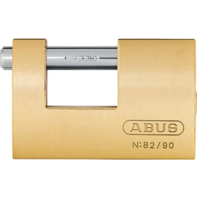 Immagine di ABUS Lucchetto in ottone 82/90 monoblocco per griglie a rullo, distributori automatici, contenitori e molto altro. Bullone di chiusura acciaio temprato Livello sicurezza 7