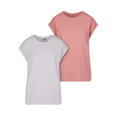 Immagine di Urban Classics Extended Shoulder 2PACK Tshirt basic, Donna, Taglia: Large, Lemonadepink white