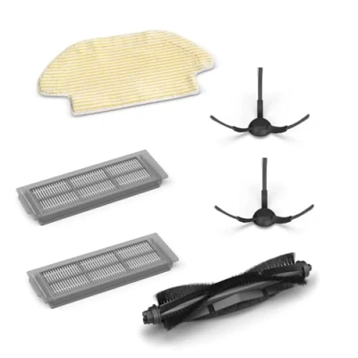Immagine di Kärcher Set Completo di Accessori Ricambio per Robot Lavapavimenti RCV 3, Contiene un Pad, due Filtri, una Spazzola Rotante e Setole Anteriori