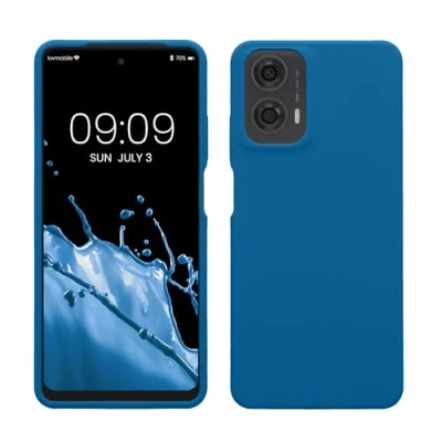 Immagine di kwmobile Cover per Motorola Moto G24 / E14 G04 G04s Custodia Back Case Smartphone in Silicone TPU Protezione Gommata blue reef