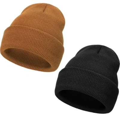 Immagine di DRESHOW Berretto Invernale Uomo Donna Maglia Cotone con Risvolto Unisex Cappello Beanie 2 Pezzi