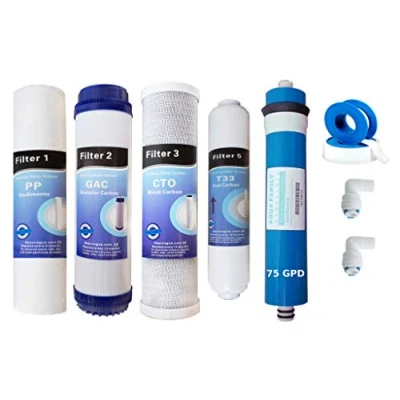 Immagine di Depurtek Kit di risparmio osmosi inversa con membrana 75 GPD + 4 filtri Compatibile Moon Ionfilter Advance Idrosalud Rimuove solidi, clororo, metalli pesanti Depurazione