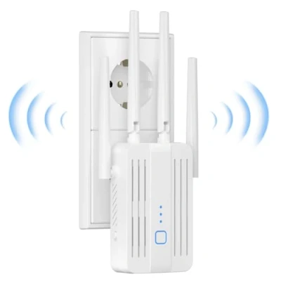 Immagine di Ripetitore WiFi Potente Per Casa Amplificatore WiFi, Extender da 1200 Mbit/s con Dual Band (2,4 GHz e 5 GHz),Modalità Ripetitore/Modalità Punto di Accesso,4 Antenna,Compatibile Tutti i Router