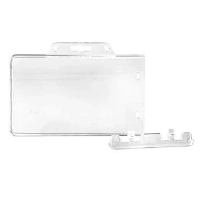 Immagine di Karteo® porta carta d’identità con chiusura permanente carte trasparente orizzontale d&#039;identità in plastica rigida