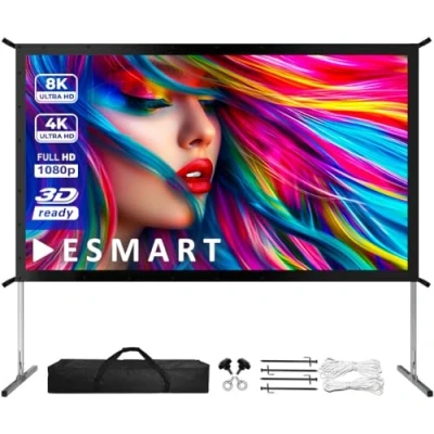 Immagine di ESMART Professionale MIMOBI schermo per Proiettore a telaio pieghevole 332 x 187 cm (150&quot;) 16:9 home cinema di proiezione in alluminio esterni LCD LED