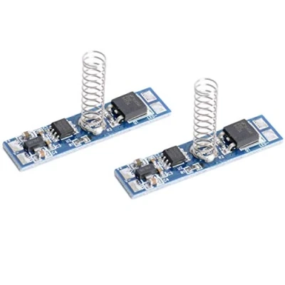 Immagine di Aftertech® 2pz INTERRUTTORE DIMMER TOUCH 12V 24V 8A PER PROFILI IN ALLUMINIO E STRISCE STRIP LED CON INDICATORE BLU MEMORIA
