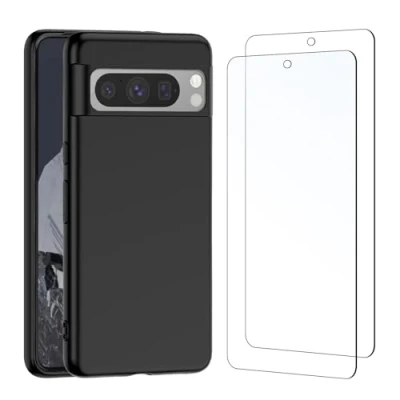 Immagine di NEW&#039;C Cover per Google Pixel 8 Pro in custodia silicone ultra sottile nero e 2 x vetro temperato pellicola protettiva schermo