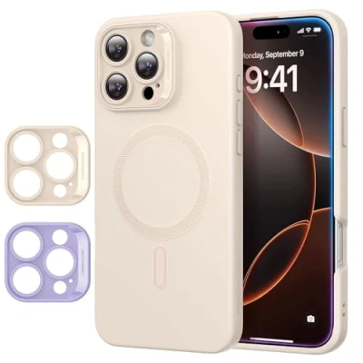 Immagine di ESR Custodia con MagSafe per iPhone 16 Pro Max, Supporta la ricarica magnetica, in silicone liscio e sottile, Protezione dello schermo della fotocamera, Antigraffio, Marrone Chiaro