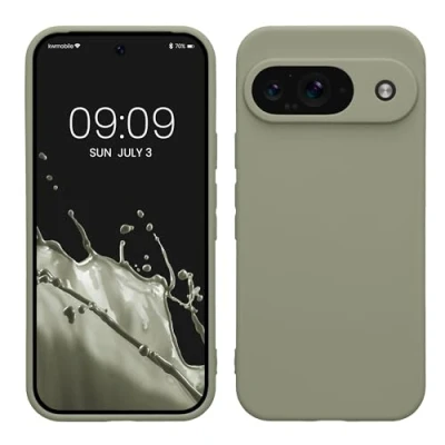 Immagine di kwmobile Custodia Compatibile con Google Pixel 9 Cover Back Case per Smartphone in Silicone TPU Protezione Gommata verde grigio
