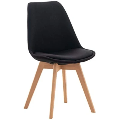 Immagine di CLP Sedia da pranzo Linares Plastic I Tessuto Velluto Corda Aspetto pelle Poltrona con struttura in legno, Colore:nero, Materiale:Stoffa
