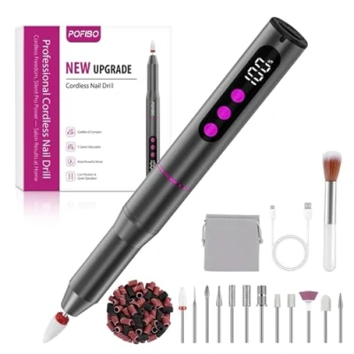 Immagine di Fresa Per Unghie Professionale 12 in 1 Trapano Elettrico 35000 RPM con Display LCD, 5 Velocità Regolabili, Gel e Acrilico, Manicure Pedicure a Casa o Salone