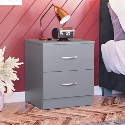 Immagine di Vida Designs Riano Comodino, Legno ingegnerizzato, Grigio, H 47 x W 40 D 36 cm Aprox