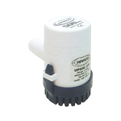 Immagine di Marco Pompa Sentina Up 500 32 lt/min Modello: 160 100 12 Prevalenza m: 4 Bocche mm: 19 mm 3/4&quot; Portata Lt/min: 500gph Consumo Amp.: 2,5A Dimensioni: 94,5x59 V: