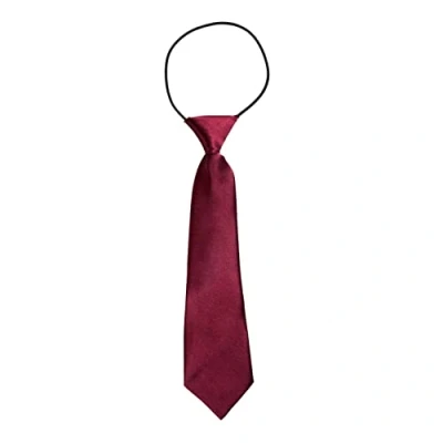Immagine di DonDon Cravatta da bambino ragazzo effetto seta lucida 7,0 cm di larghezza con elastico rosso scuro