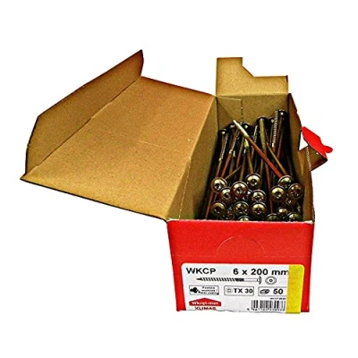 Immagine di Viti a testa piatta, per costruzioni in legno, tutte le misure, vite piatta Torx, 50 pezzi, 6x200 mm, TX30
