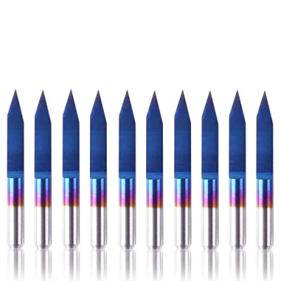 Immagine di SainSmart Genmitsu 10Pcs Nano Blue Coat Bits per l&#039;incisione del mantello, 30 gradi 0.1mm punta 1/8&quot; gambo conico a V Bit