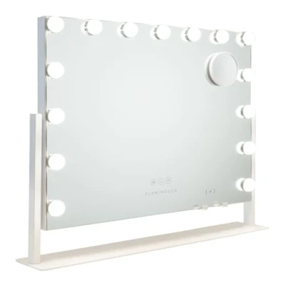 Immagine di Flamingueo Specchio Trucco con Luci 15 LED, Posizione Regolabile 360º, Led 3 Modi Tattile, Caricatore Wireless, Bianco