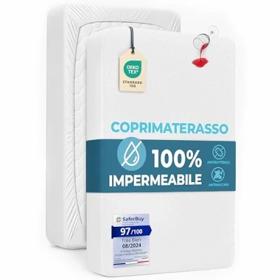 Immagine di Dreamzie Coprimaterasso Impermeabile Made in EU Certificato Oeko Tex Ipoallergenico (1, 90 x 200 cm)