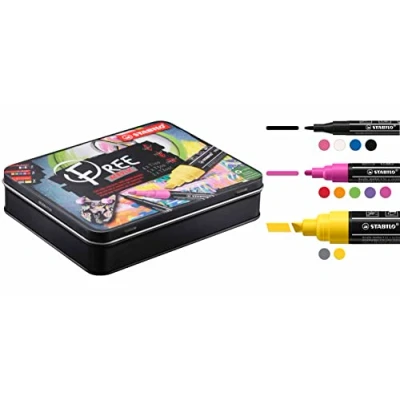 Immagine di Marker acrilico STABILO FREE Acrylic Starter Set Pack da 11 4x T100, 5x T300, 2x T800C Colori assortiti
