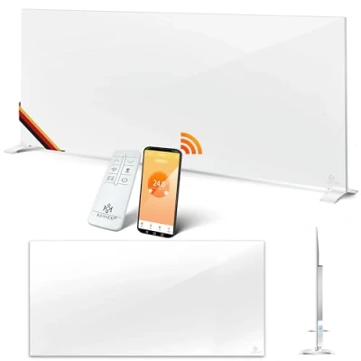 Immagine di KESSER® Riscaldatore a Infrarossi 700W, in Alluminio, 2in1 Pavimento e Parete, Rilevamento Finestra Aperta + Telecomando App, Termostato, Infrarossi, Pannello Riscaldante, Bianco