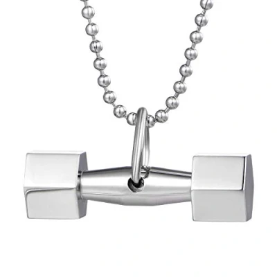 Immagine di DonDon Collana da Uomo con Ciondolo a Forma di Peso in Acciaio Inossidabile Argento sacchettino portagioie