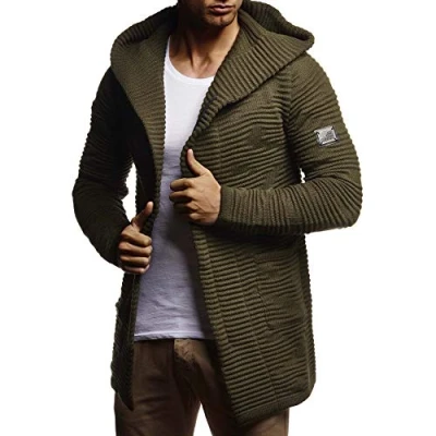 Immagine di Leif Nelson Giacca Uomo in Maglia con Cappuccio Cardigan LN 7180 Cachi Large