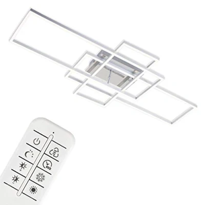 Immagine di BRILONER Plafoniera a LED, lampada da soffitto dimmerabile, incl. telecomando, regolazione della temperatura di colore, funzione luce notturna, timer, 51 Watt, 5.500 Lumen, cromo alluminio