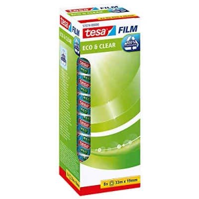 Immagine di tesa 57074 00000 01 Nastro adesivo tesafilm Eco &amp; Clear Trasparente (L x L) 33 m 19 mm 8 pz.
