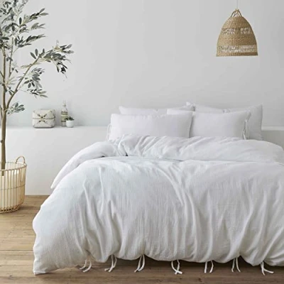 Immagine di Pineapple Elephant Afra Set copripiumino king size in mussola di cotone, con federa, colore: bianco