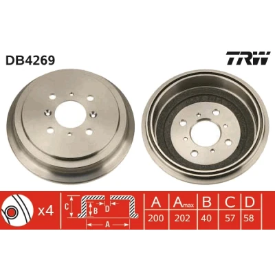 Immagine di TRW DB4269 Freni a Tamburo SUZUKI: SWIFT 3