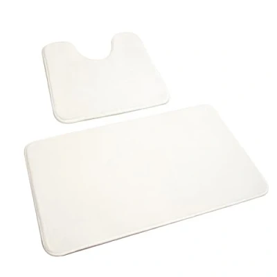 Immagine di Rururug Set di 2 tappetini da bagno lavabili bianchi, in microfibra, ad asciugatura rapida, antiscivolo, per WC, (50 x 80 cm + 50 40 cm)