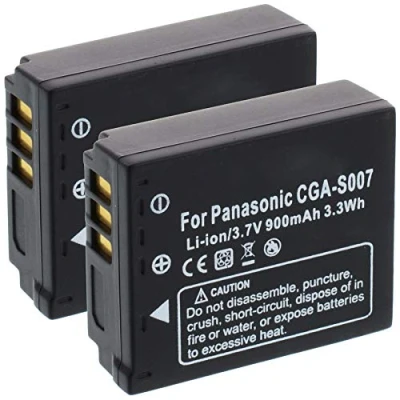 Immagine di 2x Batteria CGA S007/DMW BCD10 per Panasonic Lumix DMC TZ5, TZ11, TZ15, TZ50