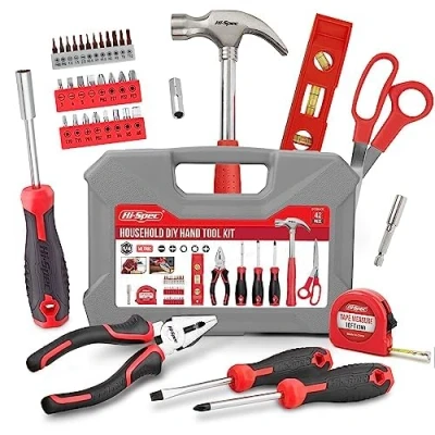 Immagine di Hi Spec Kit attrezzi da 42 pezzi per fai te. Utensili manuali e giravite portainserti 2 in 1 la manutenzione della casa, una custodia