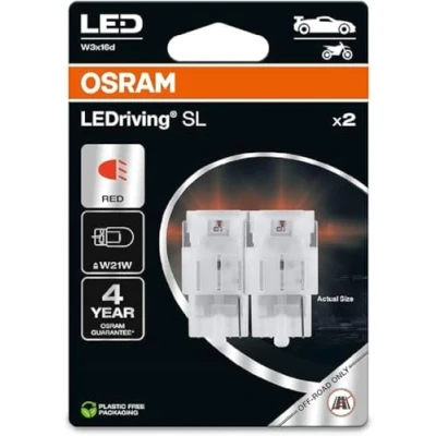 Immagine di OSRAM LEDriving® SL, ≜ W21W, rosso, lampade di segnalazione a LED, solo fuoristrada, non omologati ECE, doppio blister