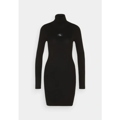 Immagine di Vestito midi Calvin Klein Badge Roll Neck Swea Nero IT 46