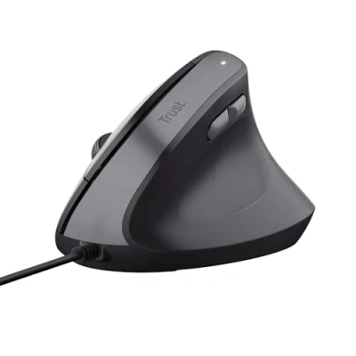Immagine di Trust Yuno Mouse Ergonomico Cablato, Verticale per Destrorsi con Cavo USB da 1,5m, DPI Regolabile (800 2400), Sensore Ottico, 6 Pulsanti, 60% Plastica Riciclata, Macbook, Computer, Laptop Nero