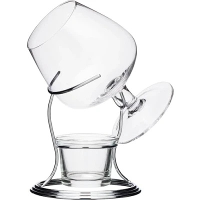 Immagine di BarCraft Scalda Cognac Set Regalo con Bicchiere e Supporto, Metallo