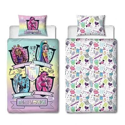 Immagine di Character World Monster High Set copripiumino singolo con licenza ufficiale, design Fierce Biancheria da letto reversibile per bambole su 2 lati federa coordinata Perfetto la camera dei