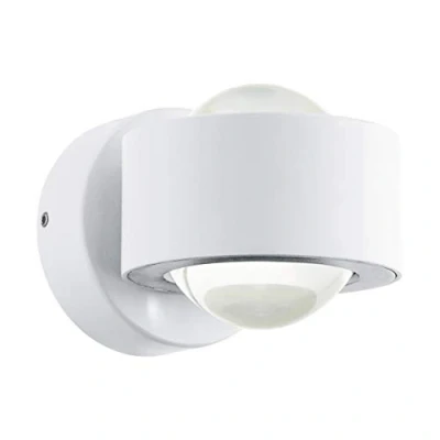 Immagine di Eglo Led Ono 2, lampada da parete a 2 luci, faretto per interni in alluminio e plastica, bianca, trasparente, corridoio con diffusore verso l’alto il basso, bianco caldo