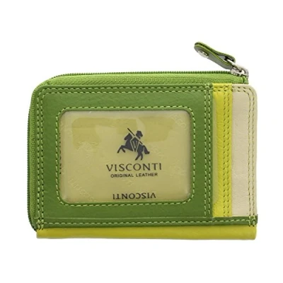 Immagine di Porta carte di credito sottile pelle.Visconti collezione Rainbow PHI RB110 Verde Multi