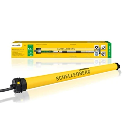 Immagine di Schellenberg 20410 motore per tapparelle Mini Plus 10 Nm, regolazione elettronica della posizione terminale, fino a 6 m², tubolare albero da 40 mm, set completo con supporto parete