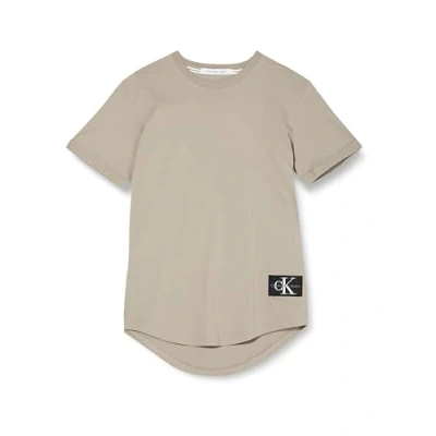 Immagine di Calvin Klein Badge Turn Up Sleeve J30J323482, Top in Maglia a Maniche Corte Uomo, Grigio (Elephant Skin), L