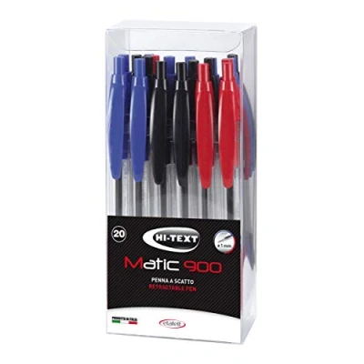 Immagine di Hi Text 900 Matic scatola trasparente 20 penne a scatto punta media 1 mm